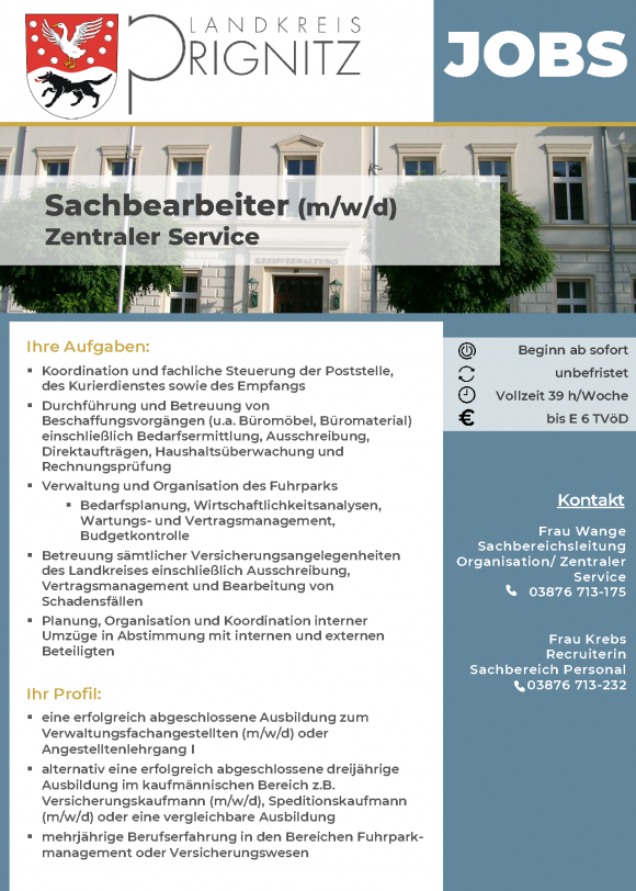 Sachbearbeiter (m/w/d) Zentraler Service - Seite 1
