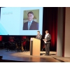 Ion Dumitrel bei seiner Ansprache zum Neujahrsempfang in Wittenberge, Dr. Birgit Schliewenz übersetzt (Foto: LK Prignitz)
